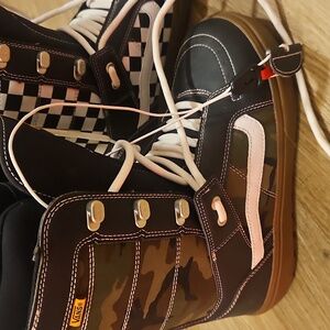 Vans Black and Orange High-Tops with White Laces